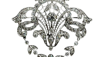 Edwardian Old European Diamond Platinum Brooch Pendant Necklace Circa 1910