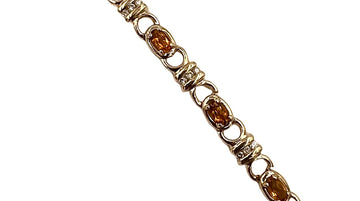 Citrine Diamond Yellow Gold Link Bracelet