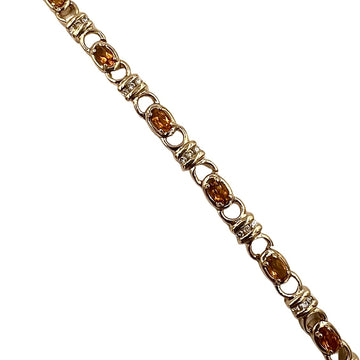 Citrine Diamond Yellow Gold Link Bracelet