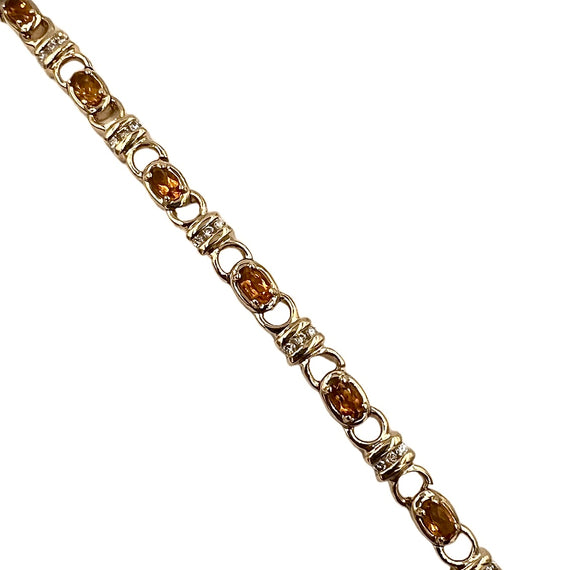 Citrine Diamond Yellow Gold Link Bracelet