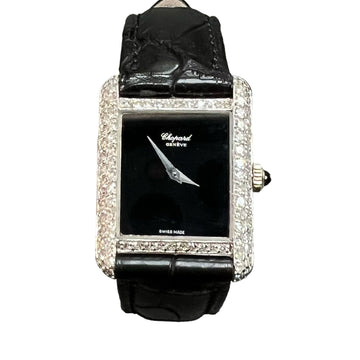 Chopard Ladies Diamond Tank White Gold Wristwatch