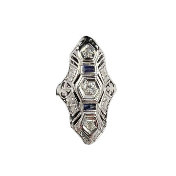 Art Deco Diamond White Gold Dinner Ring Circa 1930s