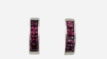 Rhodolite Garnet White Gold Reversible Hoop Earrings