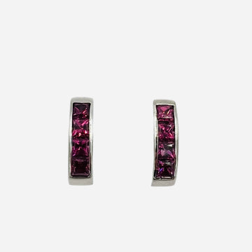 Rhodolite Garnet White Gold Reversible Hoop Earrings