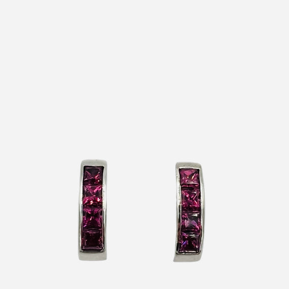 Rhodolite Garnet White Gold Reversible Hoop Earrings