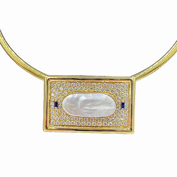 Biwa Pearl Diamond Yellow Gold Pendant Necklace