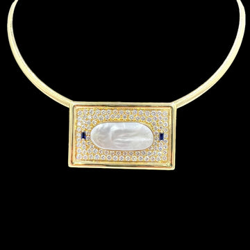 Biwa Pearl Diamond Yellow Gold Pendant Necklace