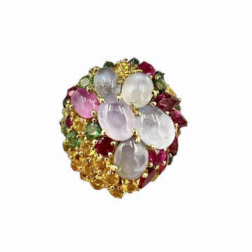 Star Sapphires and Multi Colored Sapphires Diamond Yellow Gold Cocktail Ring