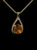 Citrine Diamond Yellow Gold Wishbone Pendant Necklace