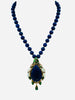 Lapis Emerald Opal Diamond Yellow Gold Pendant Necklace Circa 1970s