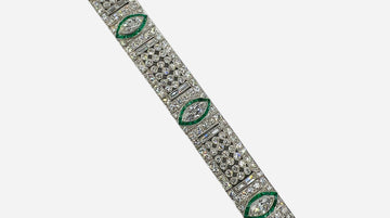 Art Deco Diamond And Emerald Platinum Bracelet Circa 1925