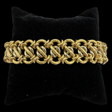 Vintage 1970s Interlocking 18k Yellow Gold Link Bracelet 8" Long