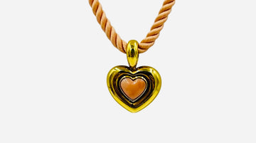 Van Cleef & Arpels Heart Shaped Coral Yellow Gold Pendant Necklace