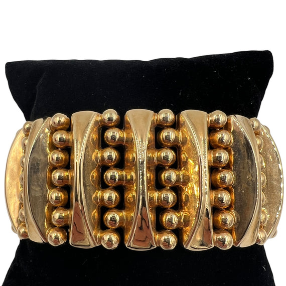 1940s Retro 18k Pink Gold Wide Tank Bracelet