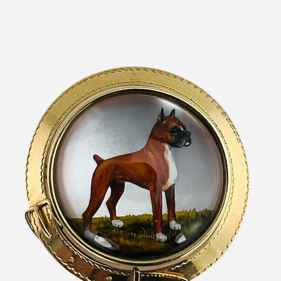 1930s Bulldog Essex Crystal 14k Yellow Gold Brooch