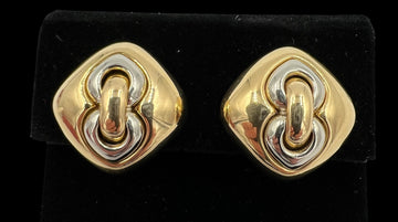 Bvlgari 18k Two Tone Clip On Earrings