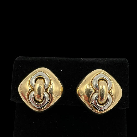 Bvlgari 18k Two Tone Clip On Earrings