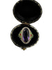 1930s Art Deco Amethyst Enamel Seed Pearl White Gold Ring