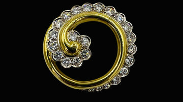 Gump’s Diamond 18k Yellow Gold Brooch By Ron McNamer