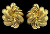 Henry Dunay Floral Swirl 18k Yellow Gold Clip On Earrings With Sabi And Shiny Finish