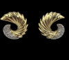 Swirl Yellow Gold Diamond Clip And Post Earrings