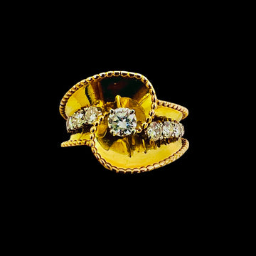 1940s Retro Diamond 18k Pink And Yellow Gold Ring