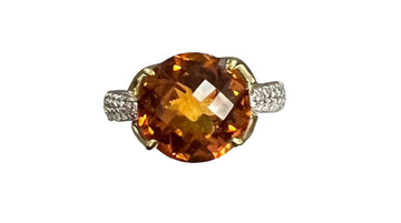 Citrine Diamond 18k White And Yellow Gold Ring By Spark Creations