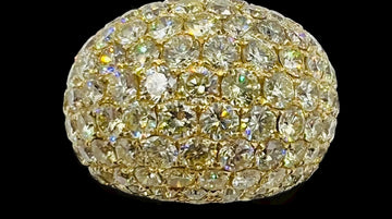 XL Pave Diamond 18k Yellow Gold Dome Ring