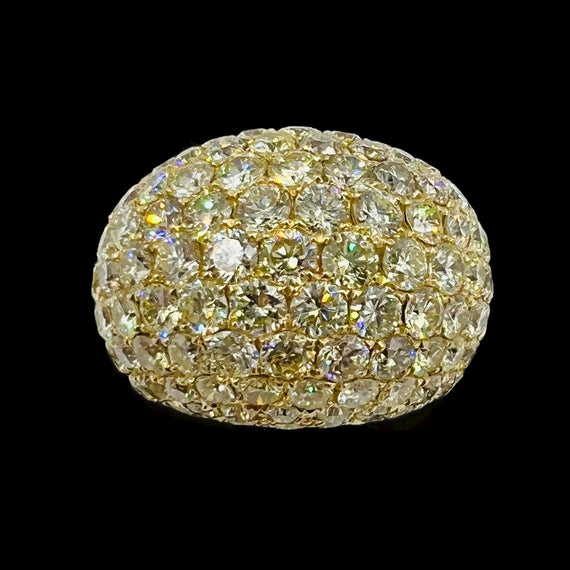 XL Pave Diamond 18k Yellow Gold Dome Ring