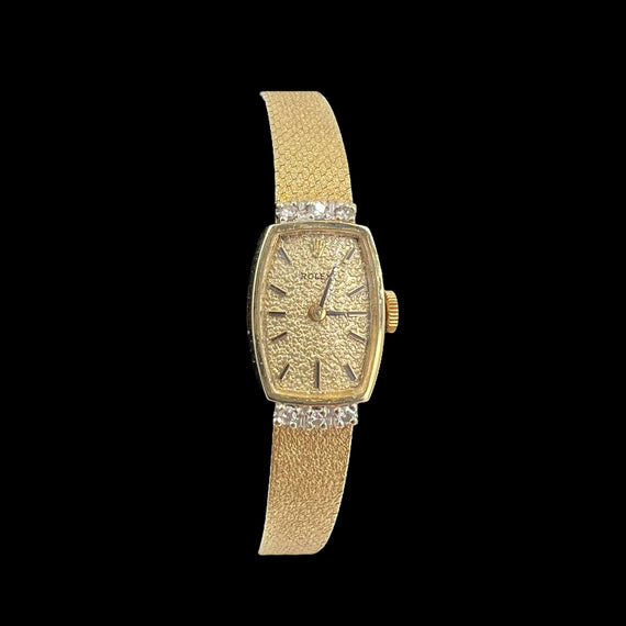 Ladies Rolex Vintage Diamond 14k Yellow Gold Wristwatch Circa 1960s