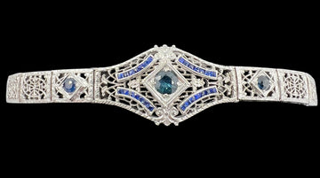1930s Art Deco Sapphire Filigree White Gold Bracelet