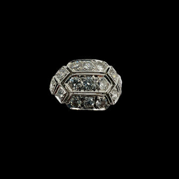 Cluster Diamond 18k White Gold Ring - Jacob's Diamond and Estate Jewelry