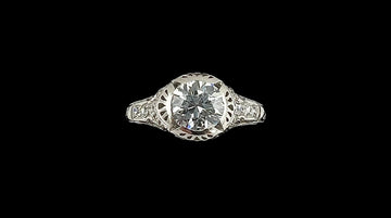 1910 Edwardian Old European Diamond Platinum Engagement Ring
