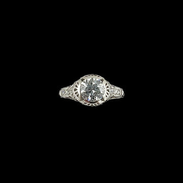 1910 Edwardian Old European Diamond Platinum Engagement Ring