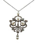 1910 Edwardian Diamond Pearl Brooch Pendant Platinum And Gold