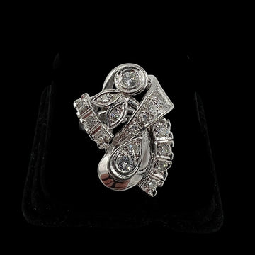 1950s Diamond White Gold Cocktail Ring