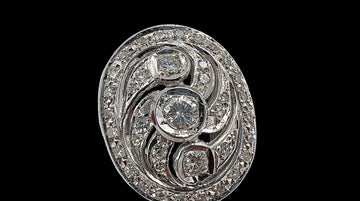 Oval Shaped Cocktail Diamond White Gold Ring Circa 1960s