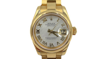 Rolex Lady Datejust 18k Yellow Gold Wristwatch Mother Of Pearl Dial