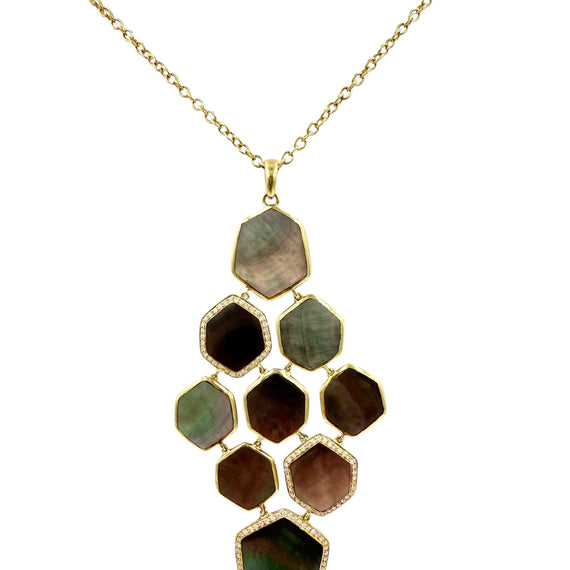 Ippolita Mother Of Pearl Diamond Yellow Gold Reversible Pendant Necklace - Jacob's Diamond and Estate Jewelry