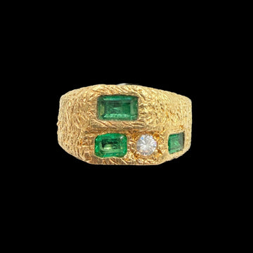 Emerald Diamond 18k Yellow Gold Ring Size 11.5 - Jacob's Diamond and Estate Jewelry
