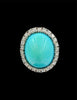 1950s Turquoise Diamond 18k White Gold Cocktail Ring
