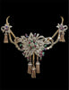 1940s French Retro Diamond Emerald Ruby Sapphire 18k Platinum Necklace