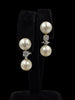 1950s Pearl Drop Diamond 14k White Gold Earrings
