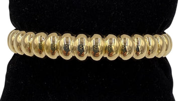 18k Yellow Gold Fluted Bangle Bracelet Circa 1970s