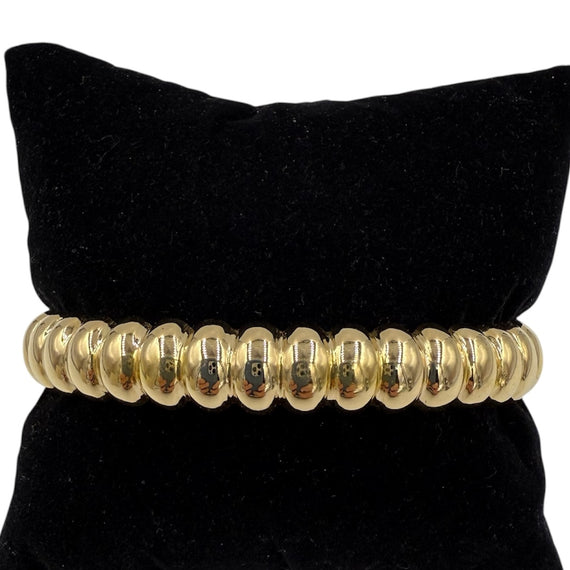 18k Yellow Gold Fluted Bangle Bracelet Circa 1970s