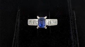 1980s Sapphire Diamond Platinum Engagement Ring