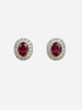 Ruby Diamond Halo White Gold Stud Earrings