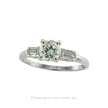 Vintage 0.65 carat diamond solitaire and platinum engagement ring circa 1950. Jacob's Diamond & Estate Jewelry.