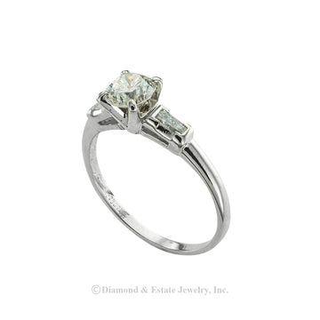 Vintage 0.65 carat diamond solitaire and platinum engagement ring circa 1950. Jacob's Diamond & Estate Jewelry.