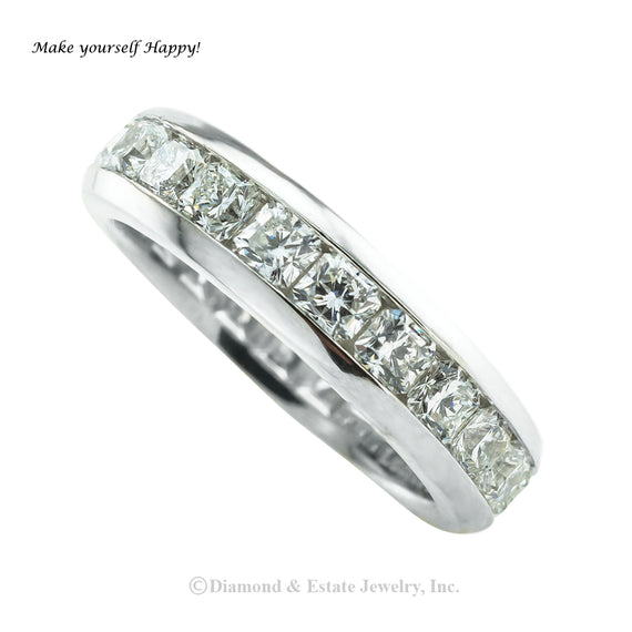 Tiffany & Co Lucida-cut Diamond 2.50 carats platinum eternity ring size 5 ¾. Jacob's Diamond & Estate Jewelry.